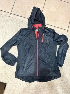 Danskin dark gray Hooded Shell Jacket with Coral Accents